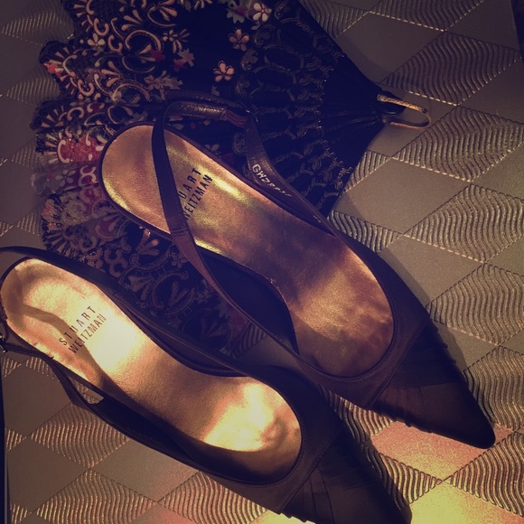 Stuart Weitzman Shoes - Stuart Weitzman Chocolate Satin, size 6 1/2.